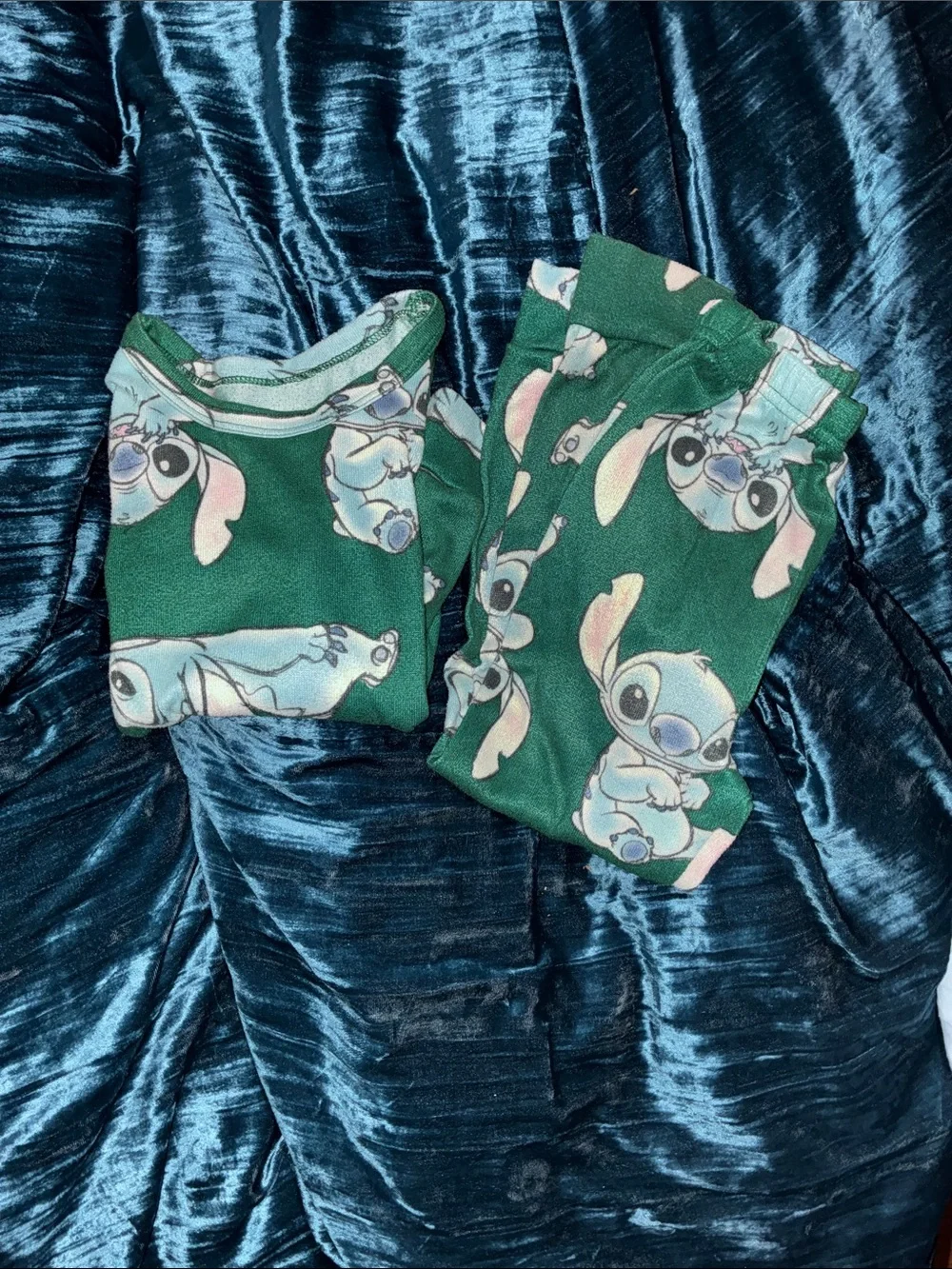 Disney Green Stitch Print Kids Pajama Set